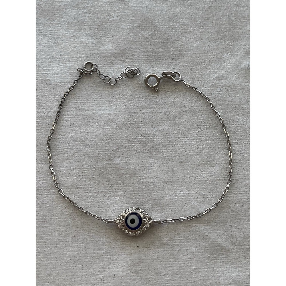925 Sterling Silver Evil Eye Bracelet Vintage Estate Jewelry